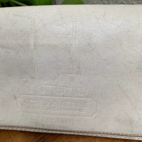 Coach white and blue leather fold over wallet - Picture 7 of 8